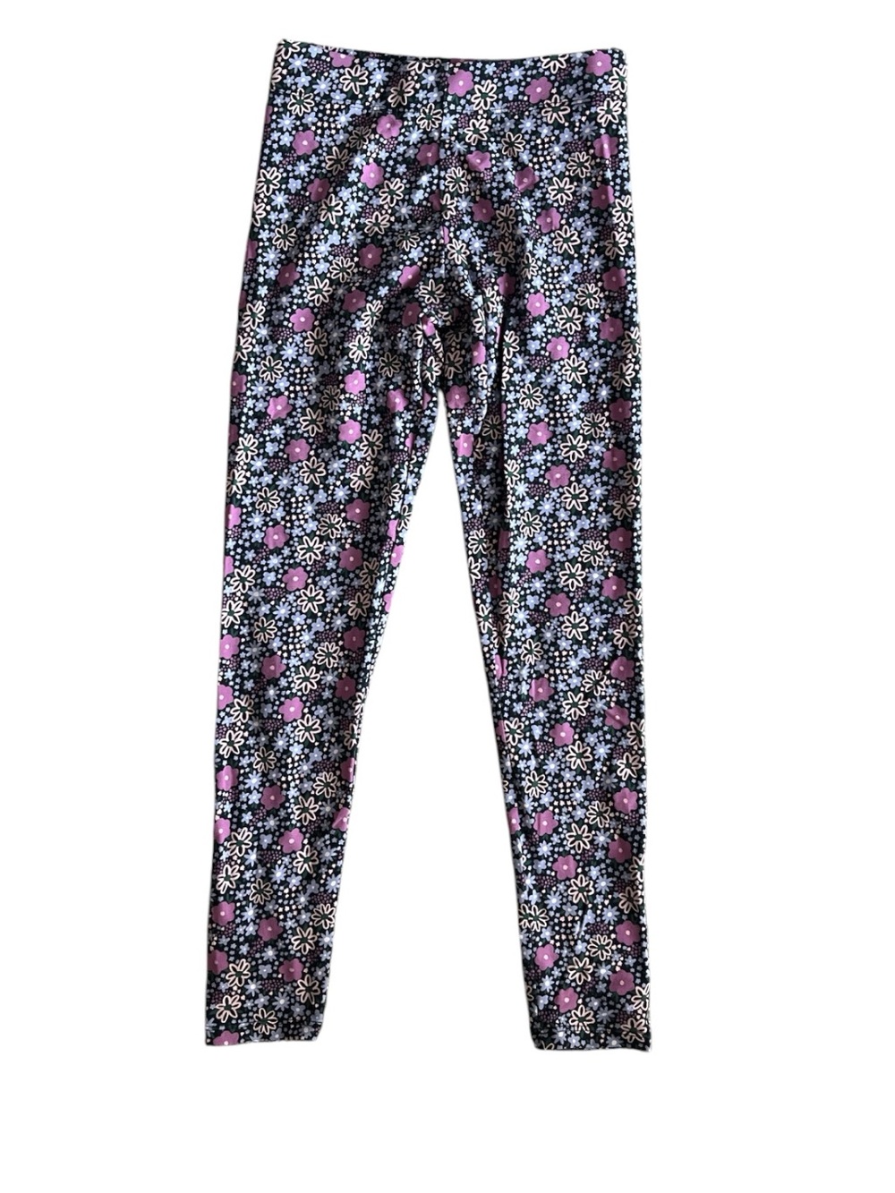 Dip Kids Floral Print Leggings - Navy with Pink & White Flowers Size M (8/10)